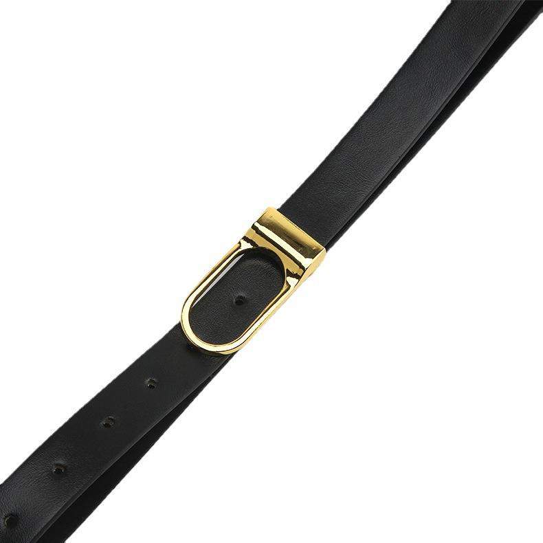 Retro Snap Button Thin Belt Personalized Button Head Simple Jeans Dress Decoration