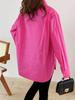 Rose Red Cotton Long-Sleeve Women's Shirt: Loose Fit, Slimming, Fashionable, Skin-Brightening - 2026 Spring Collection, Perfect for Commuting.