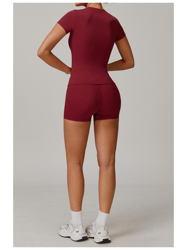 Kundenspezifisches Schnelltrocknendes Yoga-T-Shirt, Kurzarm-Fitness-Top für Damen - Outdoor-Laufen & Sport-Stil 8455