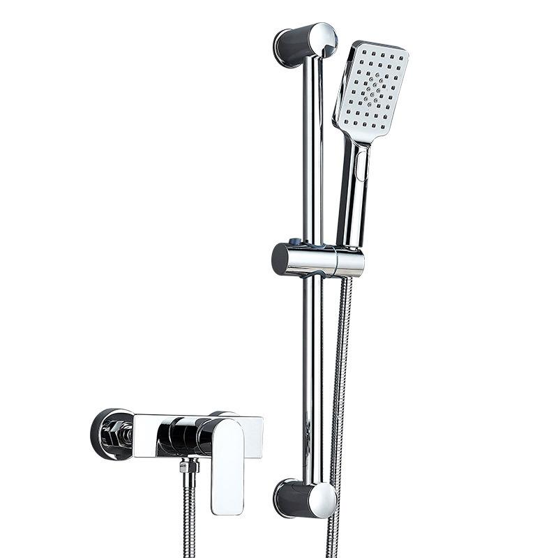 Chrome Brass Simple Shower Set Wall Mounted Hot Cold Water Mixer Faucet Shower Lift Shower Faucet Handheld Shower Set