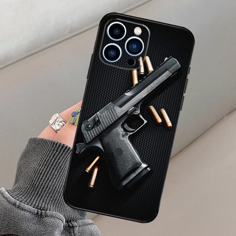 Použitelné pro pouzdro na mobilní telefon iPhone15, Pouzdro na mobilní telefon s motivem zbraně a nábojů, Malované Anti-Drop je Anti-Drop Mobilní telefon.