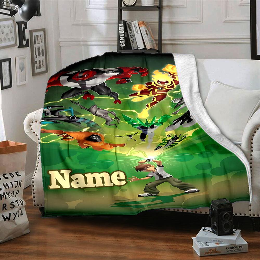 Custom Name Ben Alien Force Adventure Party Blanket For Couch Bed Plush Cozy Fuzzy Blanket Super Soft Warm Blankets For Fall And Winter 09165