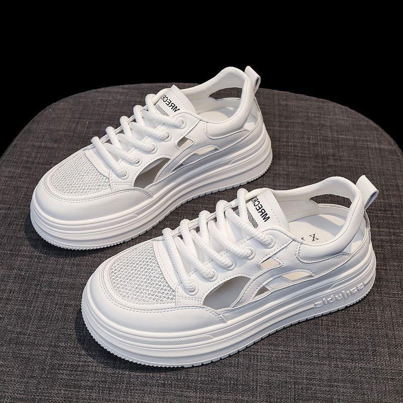 

Versatile casual bag head hollow sports sandals women s 2025 summer new muffin thick-soled thin breathable little white shoes 40 бежевый