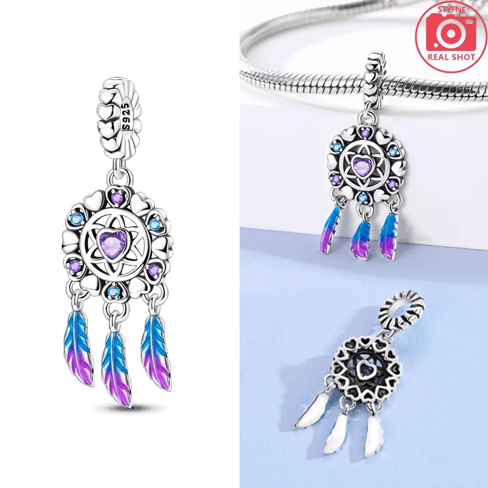 

Original Copper Dream Catcher Pendant Colored Feathers Lucky Beads Fit Bracelet Anniversary Fine Gift Accessory Diy