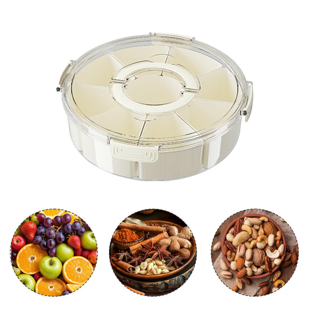 Six-Grid Food Storage Dried Fruit Snack Plate ,Rotatable Storage Container, Snack And Vegetable Tray With Lid And Hand