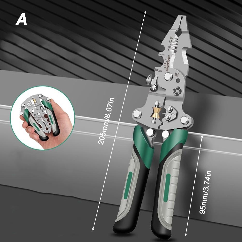 Abisolierzange Faltbarer Kabelschneider Abisolierzange Multifunktions-Elektriker-Handwerkzeug zum Schneiden, Crimpen und Wickeln von Drähten