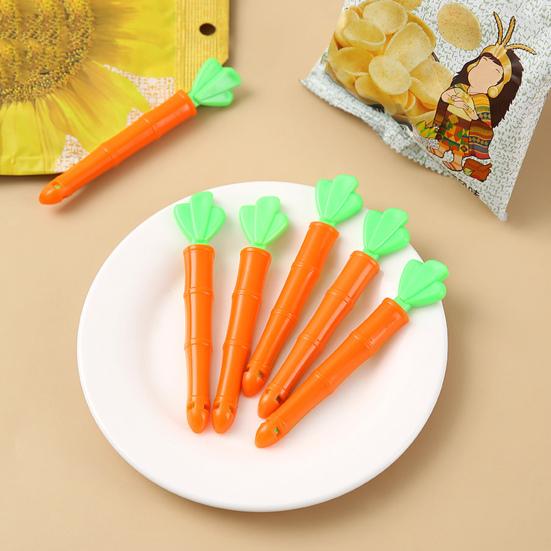 5Pcs Cute Carrot Design Food Sealing Clips Cereal Vegetable Coffee Bag Clips Anti-Slip Teeth Sealer Clips for Kitchen And Home