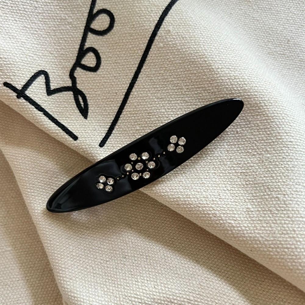Aesthetic Y2K Spring Clip Retro Rhinestone Side Bangs Clip Acetate Hair Clip  Gift Presentation чёрный