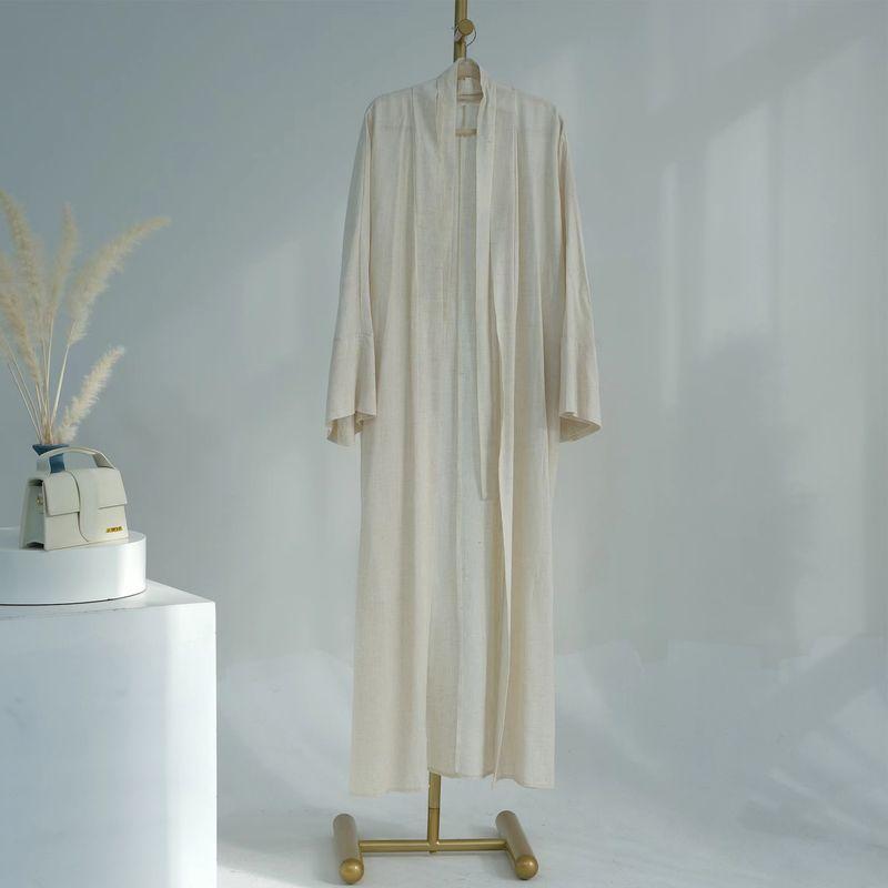 New Middle East Dubai Solid Cardigan Robe Dress Ethnic Style Solid Color Dress