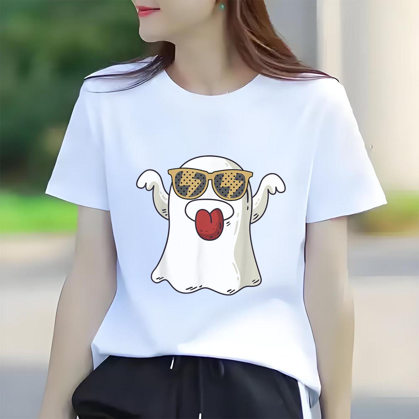 

Halloween BOO printed Tshirt casual short sleeved suitable for all seasons fashionable and versatile Womens Tshirt S