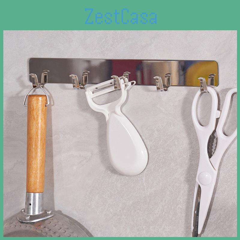 Wall Multi Hook Mount No Drill Stainless Steel Strong Adhesive Bathroom Decor