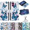 Compatível com capa de telemóvel iPhone 16, porta-cartões pintado floral Samsung S25, suporte tipo carteira, capa protetora, design floral A56