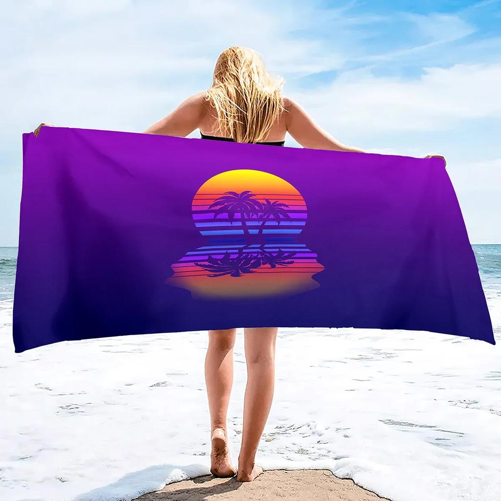 Cyberpunk Style Neon Microfiber Beach Towel, Extra Large Beach Towels Oversized, Lightweight Pool Towels,Quick Dry Bath Towels
