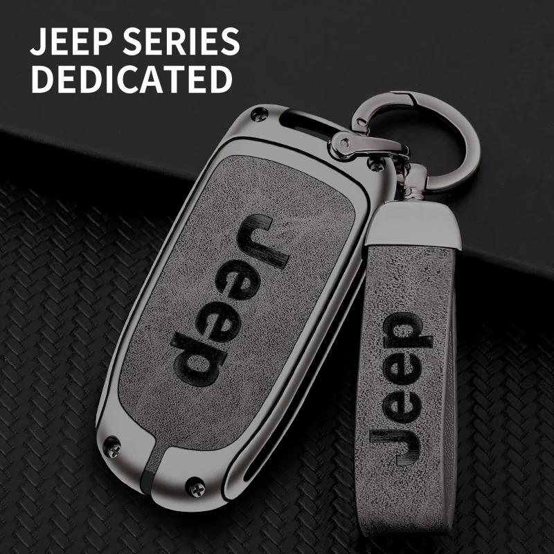 Dla Jeepa Dla Jeepa Grand Cherokee WK2 KL Wrangler JK JL MP Patriot Renegade Commander Compass Stop Cynku Skóra Etui na Kluczyki Samochodowe