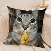 Speechless Cat Funny Cute Cushion Cover Silky Short Plush Invisible Zipper Dustproof Sofa Pillow Case For Home Decor