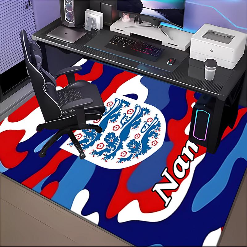 Custom Name England Football Crest Rug Game Carpet, Floor Mat for Bedroom Living Room Entryway Rug, Home Decor Idea Gift for Christmas Birthday