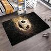 Fiery Soccer Ball Rug with Black Grass Background, Modern Design Suitable for Use As an Anti-slip for Living Room Bedroom Sofas