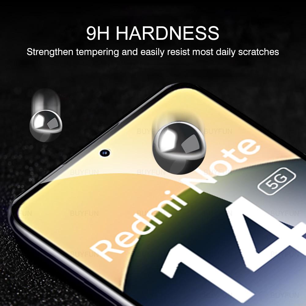 Skjermbeskytter i herdet glass for Xiaomi Redmi Note 14 4G Xiami Xaomi Xiomi Redmy Readmi Note14 5G Klar beskyttelsesfilm