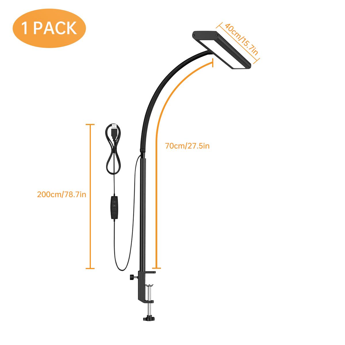 

Светодиодная настольная лампа для офиса дома, лампа для защиты глаз с бесступенчатой регулировкой яркости, регулируемым гибким гусиным горлом и цветом света YDD-001&M чёрный