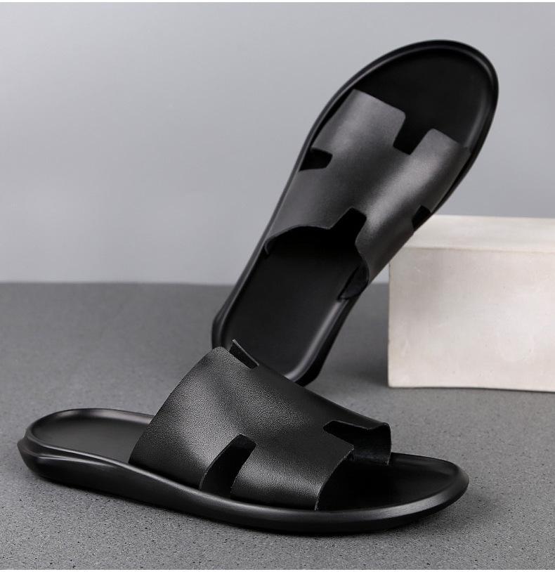 2024 Herren Open-Toe Slip-On Rindsleder Sandalen - Große Größe Strandhausschuhe