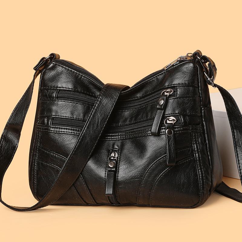 Grote capaciteit zachte leren dames schoudertas, tas voor nieuwe moeders, schoonmoeder tas, eenvoudige schoudertas.