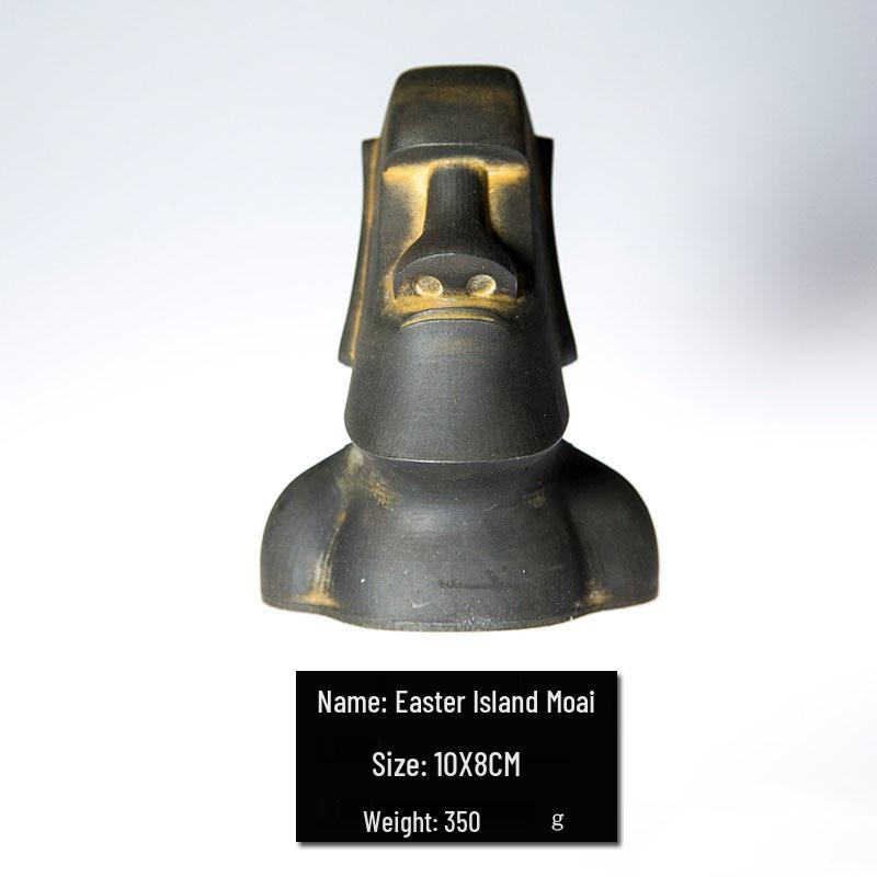 

Nordic Creative Easter Island Moai Handmade Desktop Ornament for Living Room or Office. 10 cm ржавый/естественный