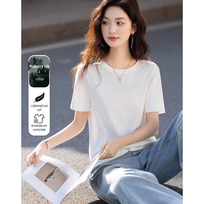Demana Women s Breathable Silk Blend Short Sleeve T-Shirt XL