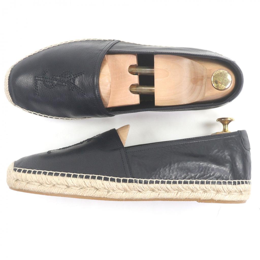Pristine SAINT LAURENT PARIS Moccasin YSL Stitch Espadrilles Slip-On Flats black Used