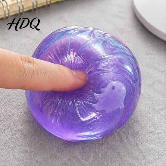 Anxiety Relief Sensory Toys 1/2/3Pcs Purple Ghost Dumpling Squeeze Toy, Halloween Steamed Bun Toy Stress Clear Ball Fidget Decompression