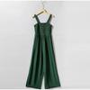 Summer and Autumn Pure Color Women Sexy Suspenders Sleeveless Jumpsuit Wide Leg Pants Office Work Ladies Romper