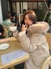 2025 Women's Korean Style Winter Down Jacket: Mid-Length, Hooded, with Large Fur Collar, Loose Fit, Thick and Warm.