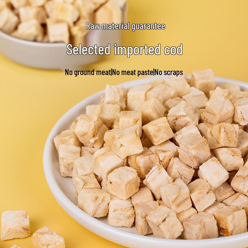 Freeze-Dried Cod Cubes for Dog Training & Cat Weight Gain - Enhances Fur Beauty