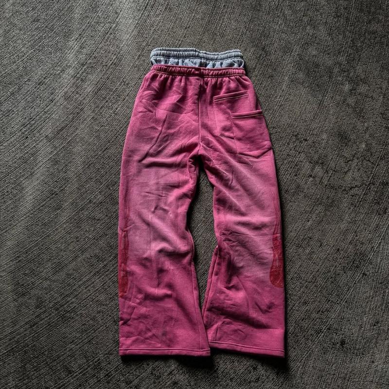 Tendência de rua europeia e americana masculina e feminina solta casual tubo reto tecido bordado calças estampadas