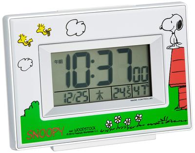 SNOOPY Alarm Clock Radio Clock Character Digital Temperature Humidity Day of the Week Calendar Display White Snoopy R187 8RZ187-M03