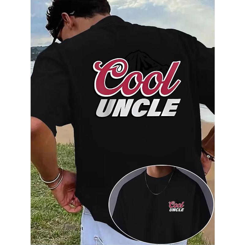 

Men S Casual Short-Sleeve T-Shirt for Summer, Featuring a Cool Uncle Letter Print. This Trendy And Unique Top Has Prints on Both The Front And Back S чёрный