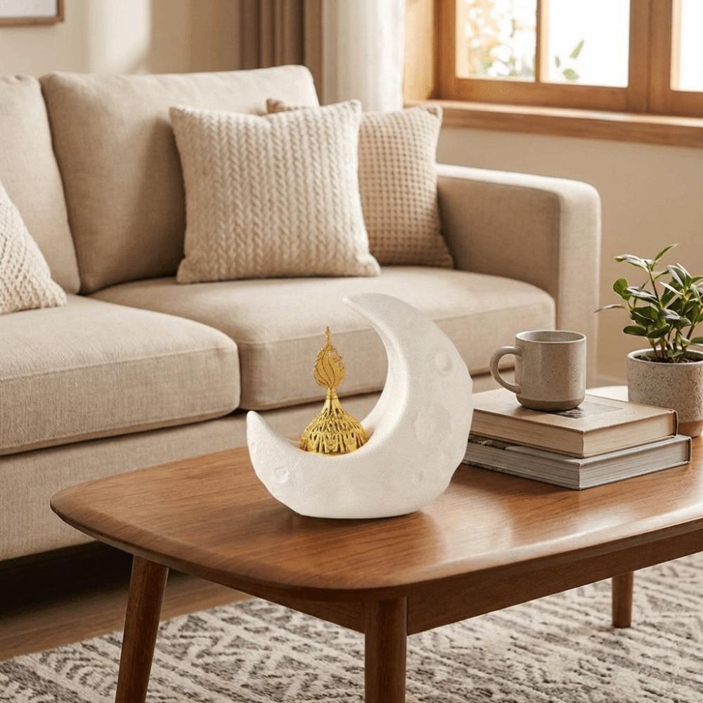 Ceramic Moon-Shaped Incense Burner Light Luxury Decorative Eastern Incense Holder Middle Eastern Style Arabic Incense Burner