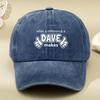 Fist DAVE Printed Washed Baseball Cap Pure Cotton Washed Distressed Peaked Cap Outdoor Sports and Leisure Sun Hat