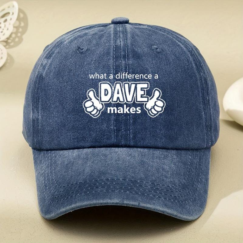 Fist DAVE Printed Washed Baseball Cap Pure Cotton Washed Distressed Peaked Cap Outdoor Sports and Leisure Sun Hat