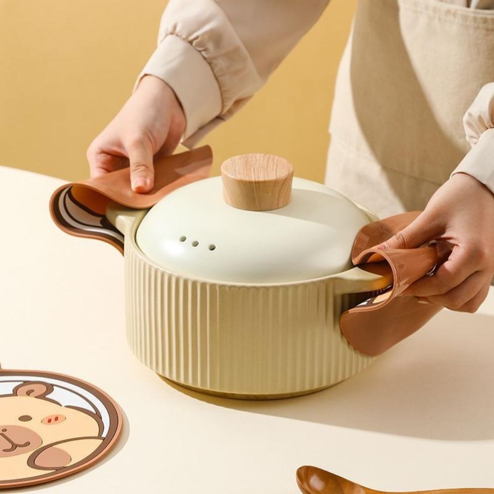 4PCS/SET Round Coffee Cup Mats Heat Resistant Pot Mat Home Ornaments Bear Coaster Home