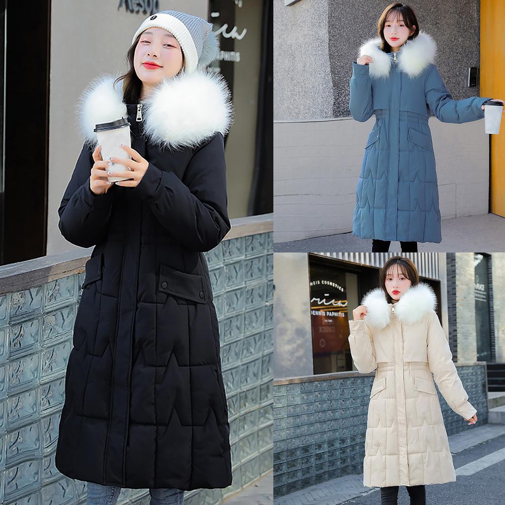 Women's Winter Long Thickened Cotton Jacket Hooded Cotton Jacket Cold Clothing