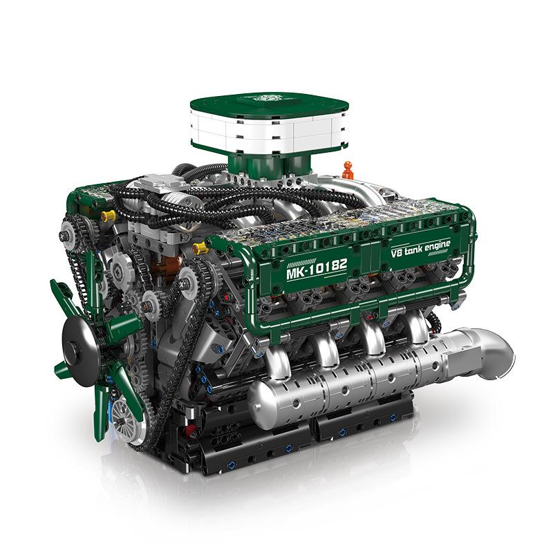 Yuxing King 10182 V8 Engine Tank: Remote Control Electric Eight-Cylinder Building Blocks Toy
