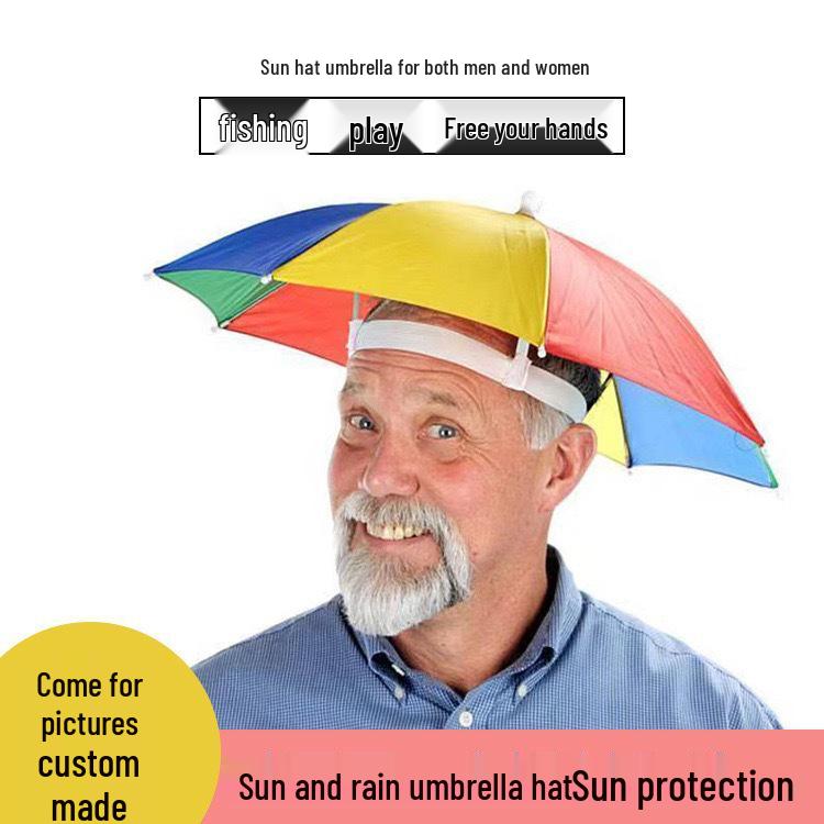 Large Rainbow Sun Hat Umbrella for Street Stalls and Fishing