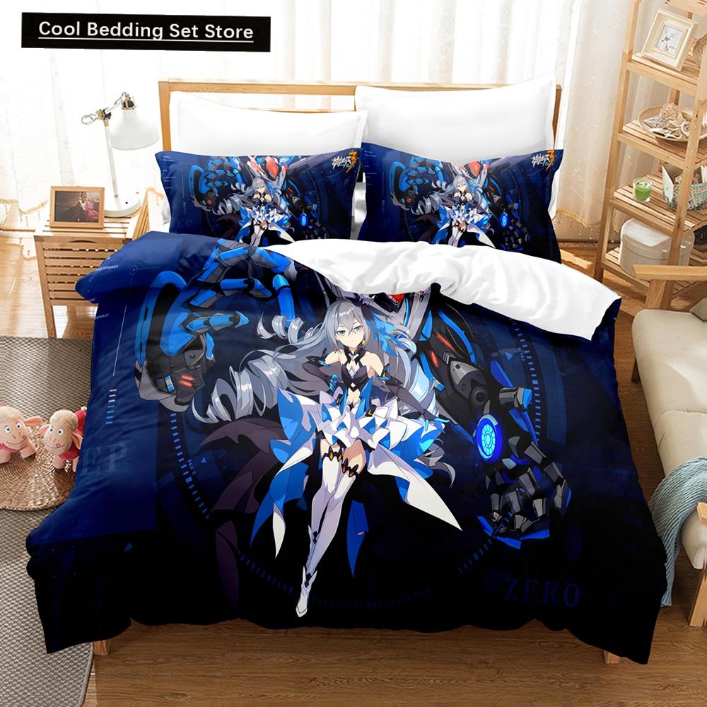 3D Anime Honkai Impact 3rd Bedding Set Printed Decorative 2_3pcs Duvet Cover Set Bedclothes Quilt Cover Home For Home Textiles