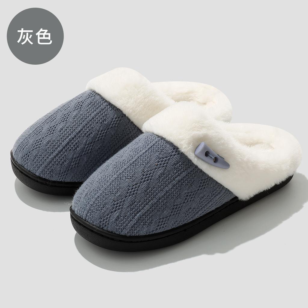 Striped Cotton Slippers 2025 New Indoor Home Use Thick Bottom Non-slip Velvet Warm Cotton Drag