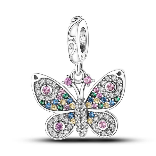 925 Gümüş Altın Leopar Charms Boncuk Renkli Bukalemun Gergedan Aslan Bokböceği Kedi Dangle Fit Orijinal Bilezik Takı