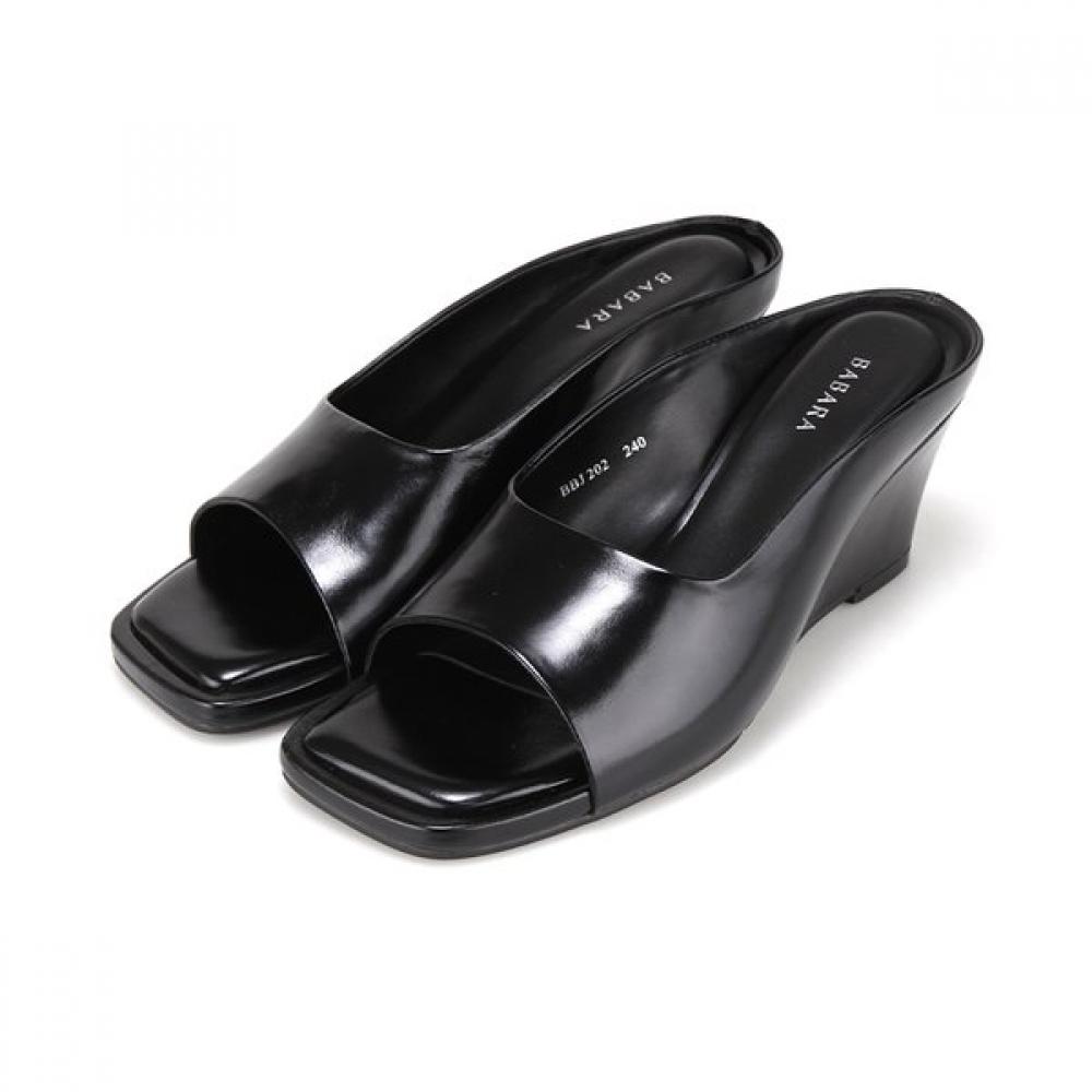 Barbara Leather Cushion Welt Wedge Mule 6cm Bbj202 225/01.black