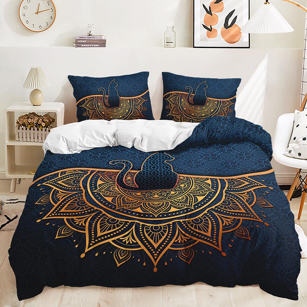 Quilt Cover Star Moon Pillowcase Bedroom Bedding Digital Printing Three-Piece Set