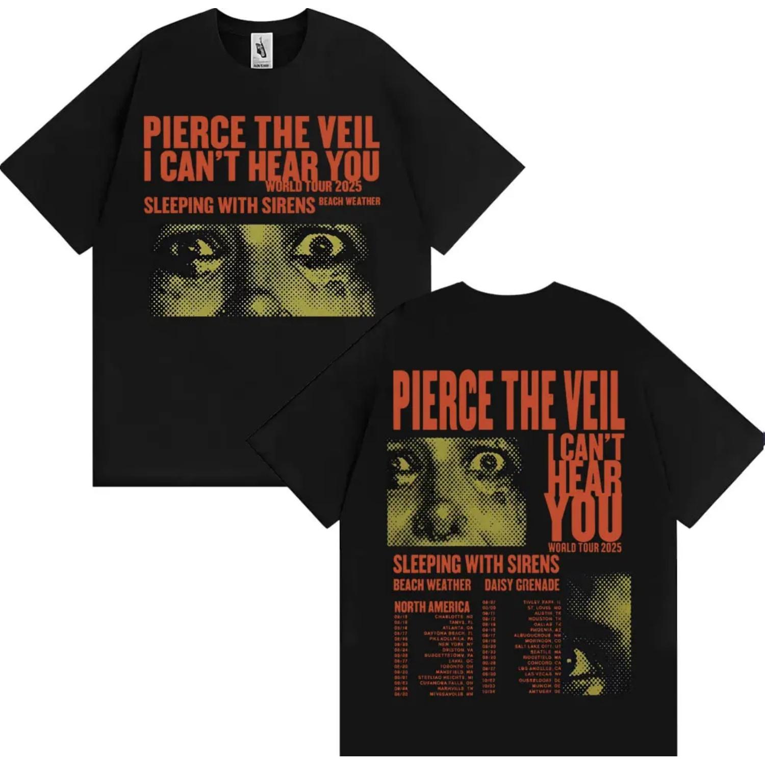 

Pierce The Veil I Can t Hear You Tour Merch T Shirt Fashion Hip Hop Rock Music T-shirts Men Oversized Vintage T-shirt XXXXXL чорний