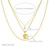 Stainless Steel Double Layer Heart Necklace Snake Chain Crystal Pendant Hypoallergenic Y2K Jewelry
