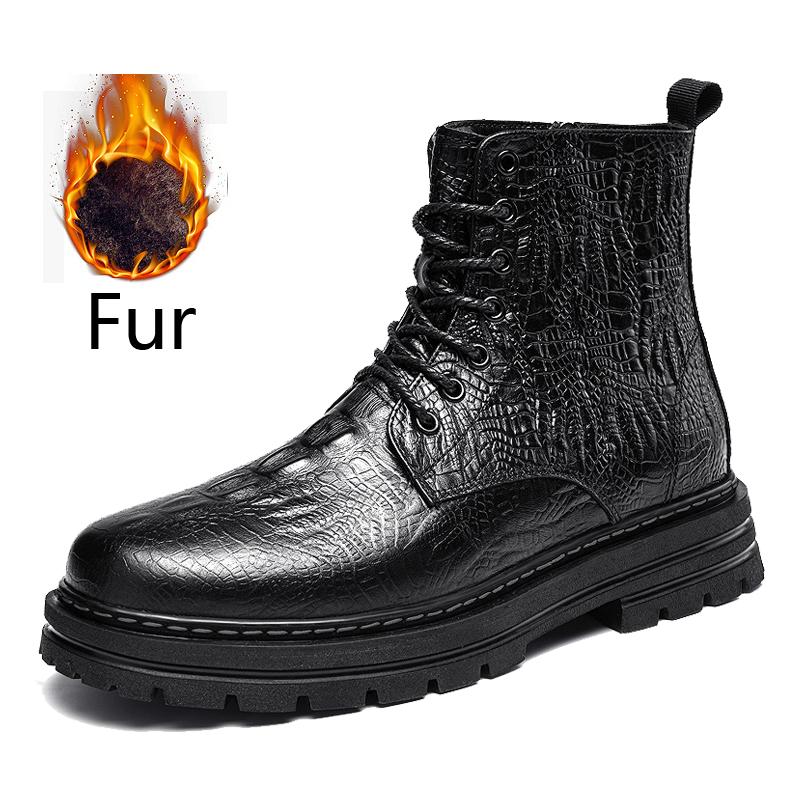 Mode Winter Dicke Sohle Herren Cowboy Stiefel Stiefeletten Designer Luxus Lässig Runde Zehe Schnürung Business Formell High Top Herrenschuhe